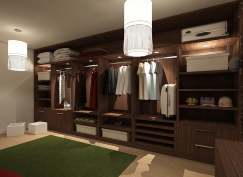 Классическая гардеробная комната из массива с подсветкой Саранск
